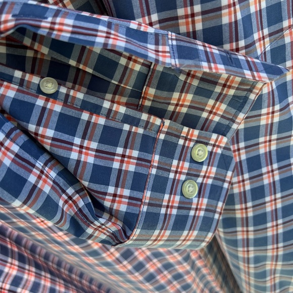 Banana Republic Mens Button Up Large | Tailored Slim Fit | Blue Red plaid - Picture 11 of 16
